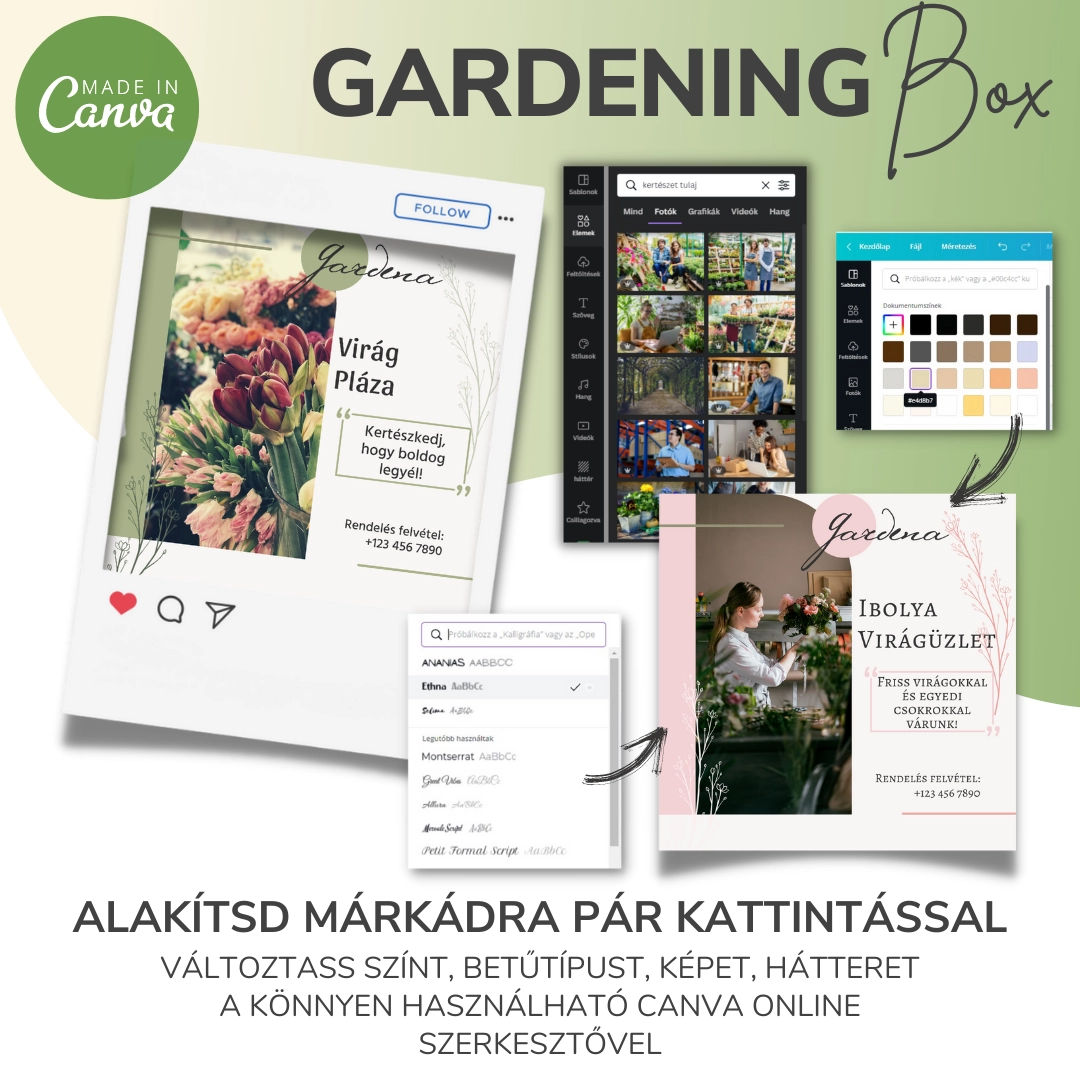 Gardening canva sablon csomag